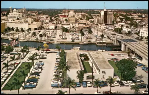 Postcard Fort Lauderdale Downtown Fort Lauderdale mit New River 1960