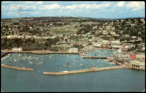 Postcard Torquay Luftbild des Hafens von Torquay 1969