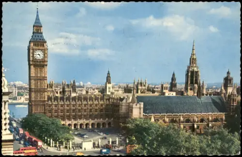 Postcard London Houses of Parliament und Big Ben, London 1962