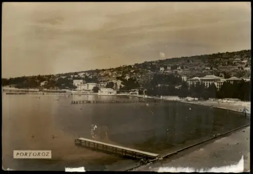 Postcard Portorose Portorož Strand Panorama 1930