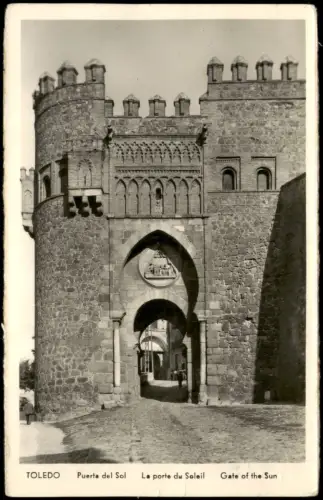 Postale Toledo Stadttor Puerta del Sol 1960
