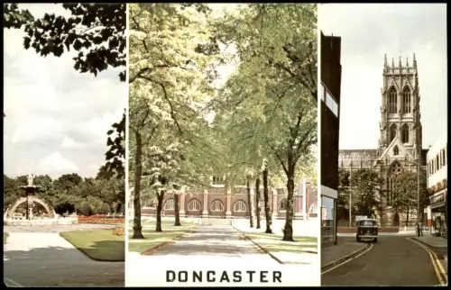 Postcard Doncaster Mehrbildansicht mit Doncaster Minster 1993