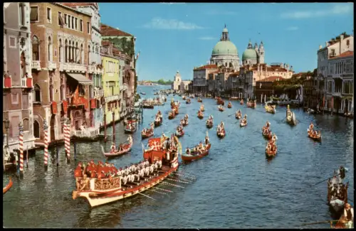 Venedig Venezia Regatta auf dem Canal Grande mit Santa Maria della Salute 1960