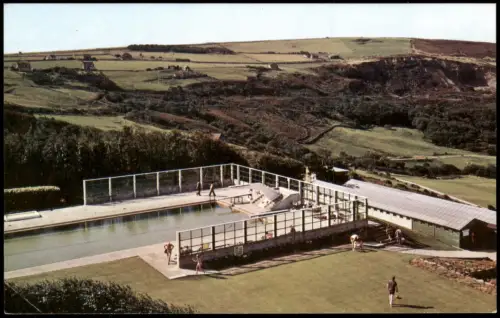 Postcard Ravenscar Außen-Schwimmbad des Raven Hall Hotels 1970