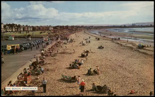 Postcard Prestwick Belebter Sandstrand mit Promenade 1968