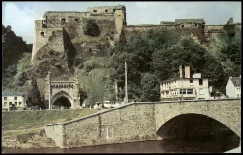 Beulen Bouillon Panorama von Bouillon mit Burg und Semois-Brücke 1960