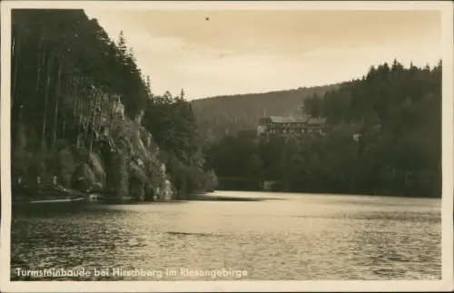Postcard Boberröhrsdorf Siedlęcin Turmsteinbaude , Stausee 1934