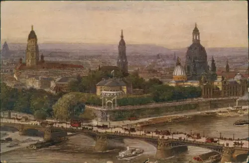 Ansichtskarte Dresden Rathaus, Kreuzkirche, Frauenkirche ,Belvedere 1913