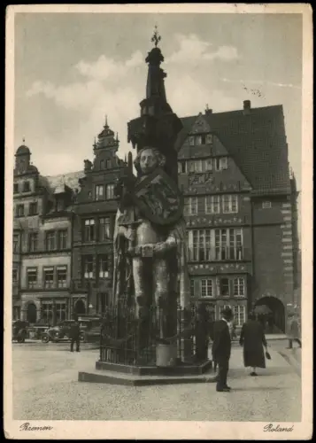 Ansichtskarte Bremen Partie am Denkmal Roland 1931