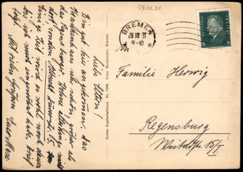 Ansichtskarte Bremen Partie am Denkmal Roland 1931