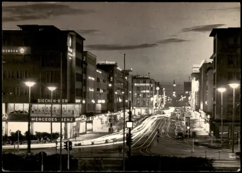 Ansichtskarte Mannheim Planken bei Nacht Fotokarte Leuchtreklame 1963