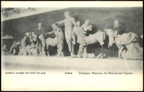 Postcard Olympia Olympie. Fronton du Temple de Jupiter 1913