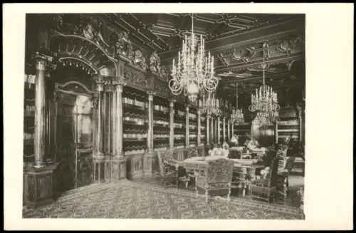 Postcard Frauenberg Hluboká nad Vltavou Zámek Hluboká - Knihovna 1940