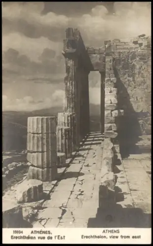 Postcard Athen Αθήνα Akropolis Seitenansicht - Fotokarte 1928