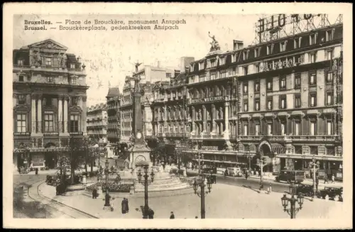 Postkaart Brüssel Bruxelles Place de Brouckère, monument Anspach 1928