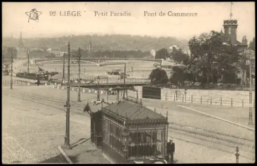 Postkaart Lüttich Luik Lîdje Petit Paradis - Pont de Commerce 1913