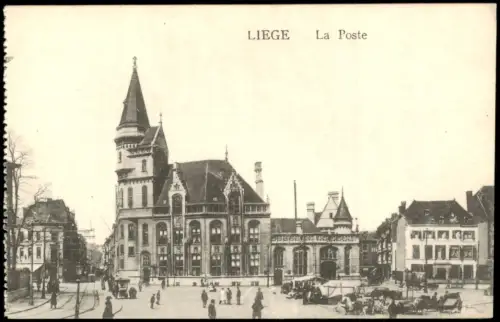 Postkaart Lüttich Luik Lîdje La Poste, Markttreiben 1913