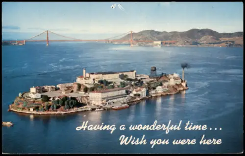 Postcard San Francisco Alcatraz areal view Luftbild 1972