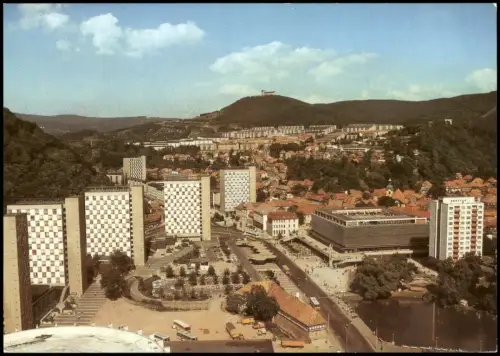 Suhl Blick zum Stadtzentrum Neubauten Kaufhaus Ansichtskarte 1987