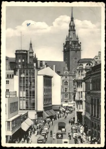 Ansichtskarte Elberfeld-Wuppertal Wall und Rathaus 1953