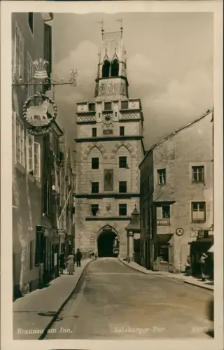 Ansichtskarte Braunau am Inn Salzburger Tor Straße Fotokarte 1929
