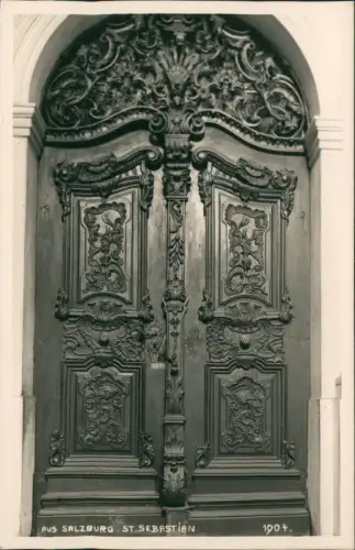 Ansichtskarte Innsbruck ST. SEBASTIAN geschnitzte Eingangstür 1940