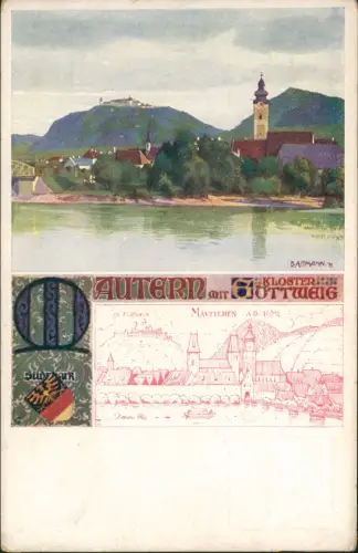 Furth bei Göttweig Stift Benediktinerkloster Künstlerkarte 1912