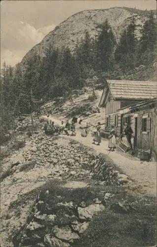 Ansichtskarte Dachstein Tiergartenhütte - belebt 1912