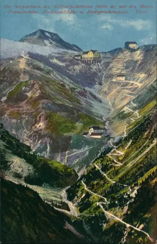Prad Stilfserjoch Prato allo Stelvio Straße Künstlerkarte 1913  Südtirol