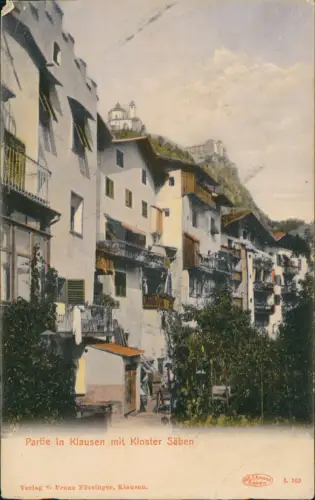 Klausen (Südtirol) Chiusa Straßenpartie mit Kloster Säben 1912