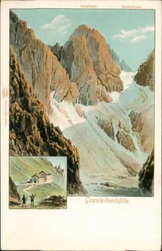 Cartolina .Trentino-Südtirol 2 Bild Kesselkogel. Grasleitenhütte. 1911