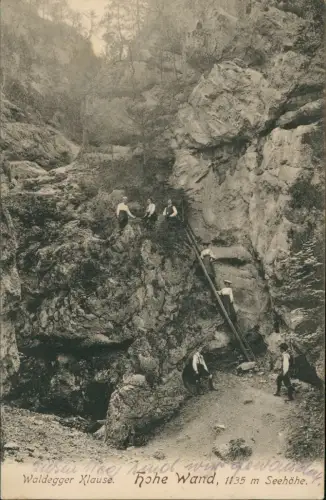 Ansichtskarte Waldegg Waldegger Klause. Hohe Wand Wanderer 1916