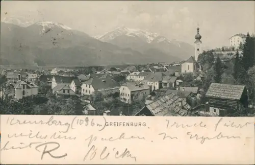 Ansichtskarte Greifenburg Kärnten Blick über die Stadt 1916