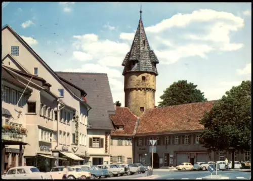 Ravensburg Marienplatz und "Grüner Turm" Autos u.a. VW Käfer 1972