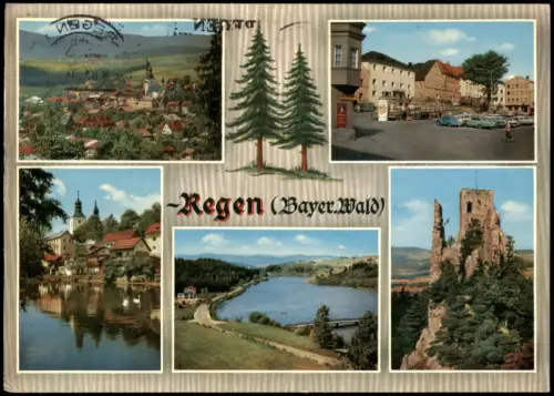 Ansichtskarte Regen Mehrbildkarte mit 5 Ortsansichten 1983/1970