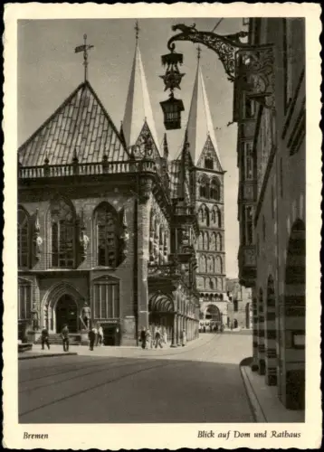 Ansichtskarte Bremen Blick auf Dom und Rathaus 1957