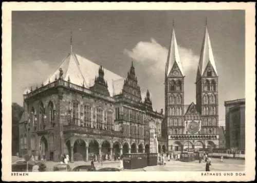 Ansichtskarte Bremen Partie am Rathaus 1954