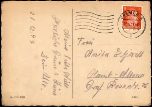 Ansichtskarte Bremen Rathaus Dom und Börse 1943