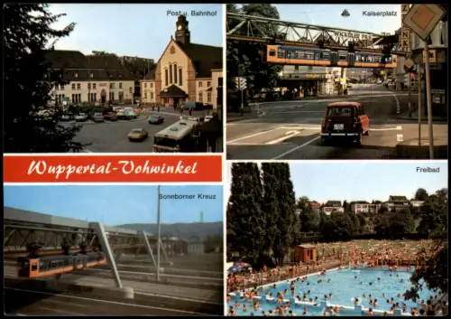 Vohwinkel-Wuppertal Mehrbild-AK mit Kaiserplatz Freibad Post u. Bahnhof 1979