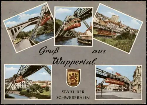 Ansichtskarte Wuppertal Mehrbild-AK mit 5 Ansichten der Schwebebahn 1961