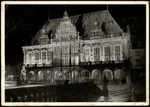 Ansichtskarte Bremen Rathaus bei Nacht 1942