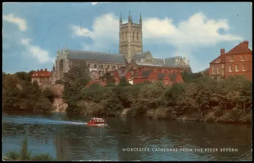 Postcard Worcester Worcester Cathedral vom River Severn 1970