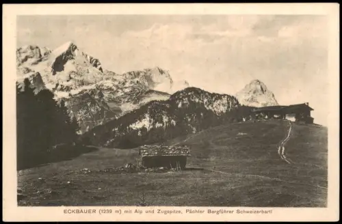 Garmisch-Partenkirchen Eckbauer (1239 m) mit Alp und Zugspitze 1935