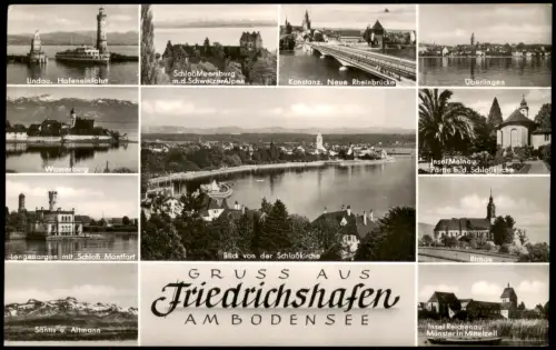 Insel Reichenau Mehrbildkarte Bodensee - Gruss aus Friedrichshafen 1957
