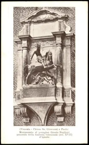 Cartolina Venedig Venezia Reiterdenkmal Orazio Baglioni 1915
