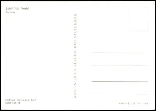 Ansichtskarte Suhl Rathaus Partie zur DDR-Zeit 1978