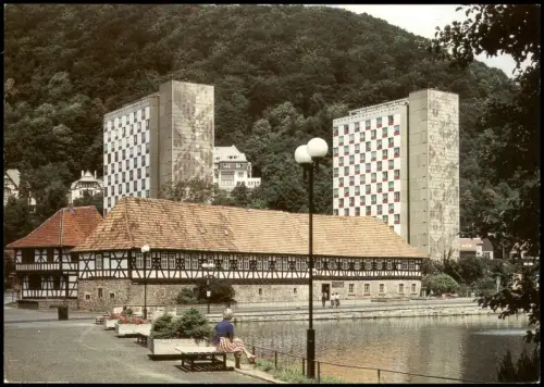 Ansichtskarte Suhl Herrenteich und Waffenmuseum zur DDR-Zeit 1989