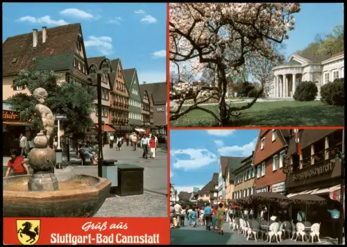 Ansichtskarte Cannstatt-Stuttgart Mehrbild-AK mit 3 Stadtteilansichten 1980
