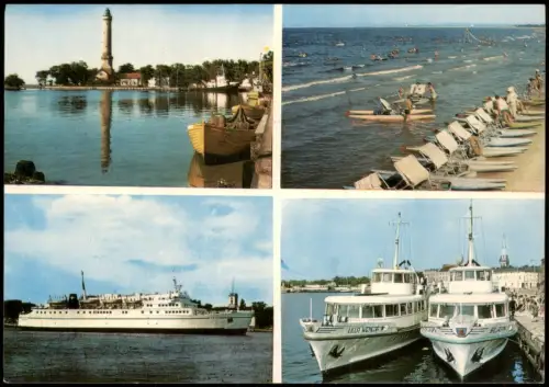 Swinemünde Świnoujście Mehrbildkarte mit Orts- und Umlandansichten, Schiffe 1973