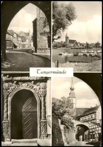 Tangermünde DDR Mehrbild-AK u.a. mit Leninstraße, Kirche, Portal 1973/1971